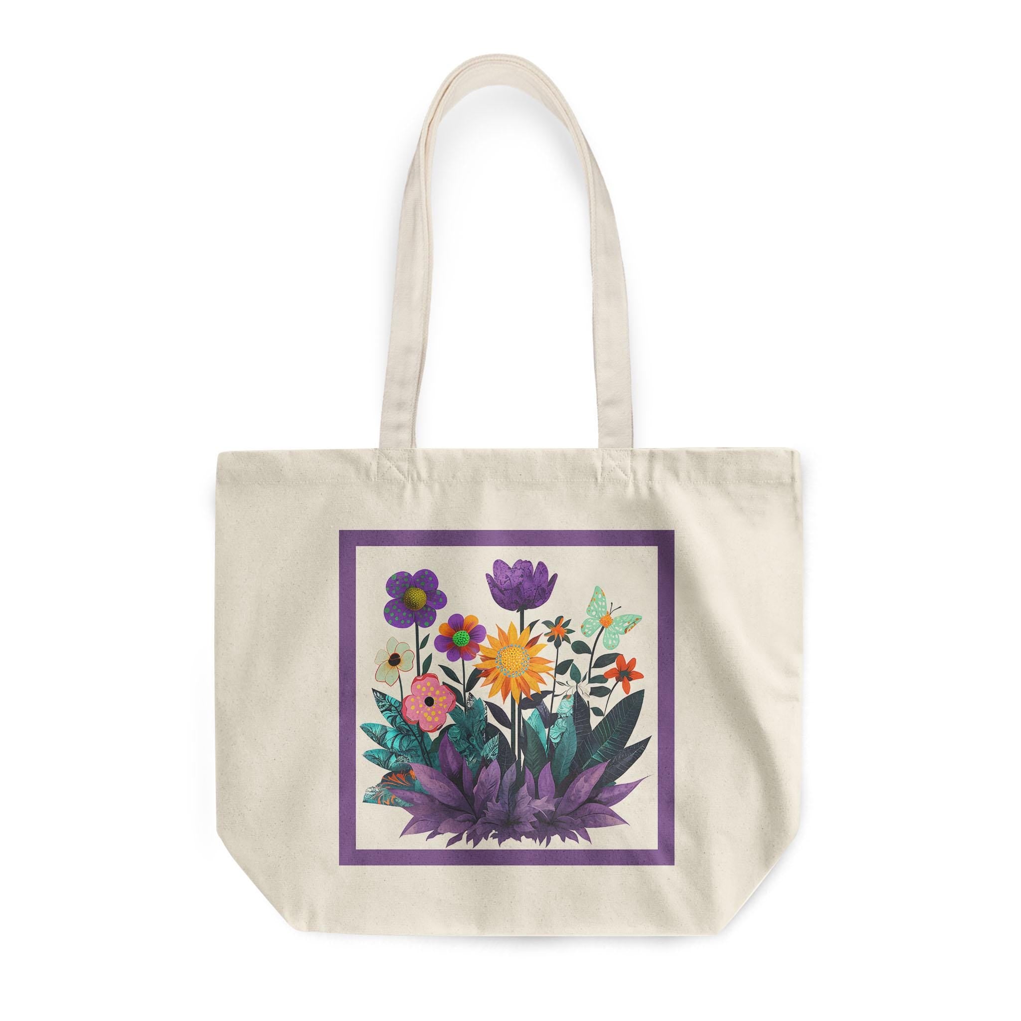 Abstract Purple Garden - Rounded Canvas Tote Bag