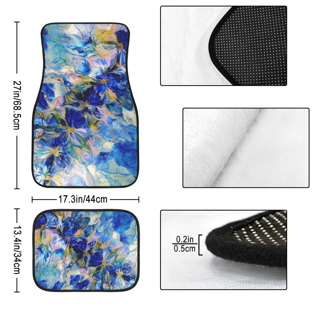 Royal Blue Garden 4-Piece Car Floor Mats