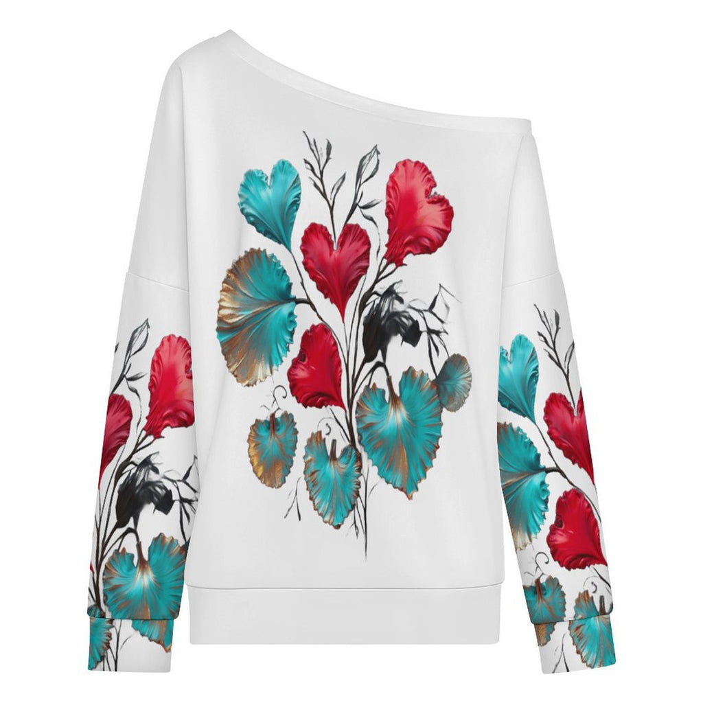Hearts Grow Fonder Women's Off-shoulder Long Sleeve Sweatshirt