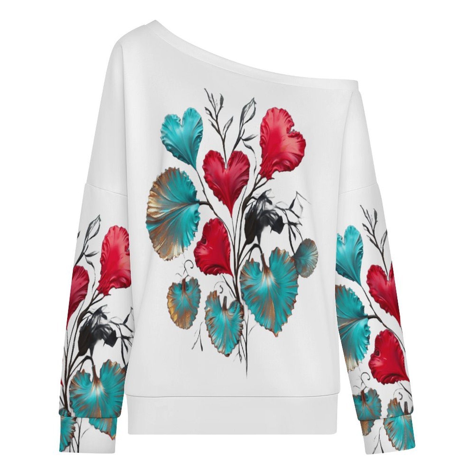 Hearts Grow Fonder Women's Off-shoulder Long Sleeve Sweatshirt