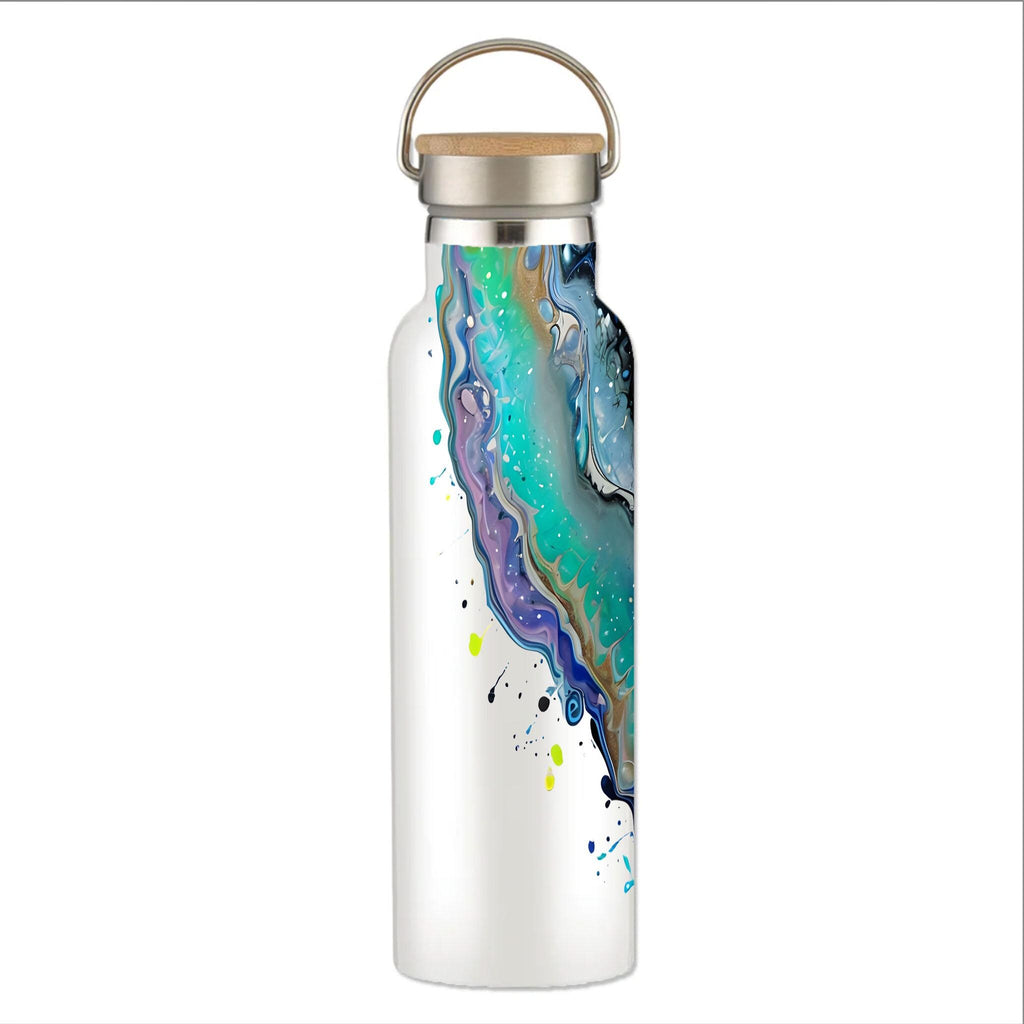 Fluid Art Heart - Stainless Steel Water Bottle with Bamboo Lid