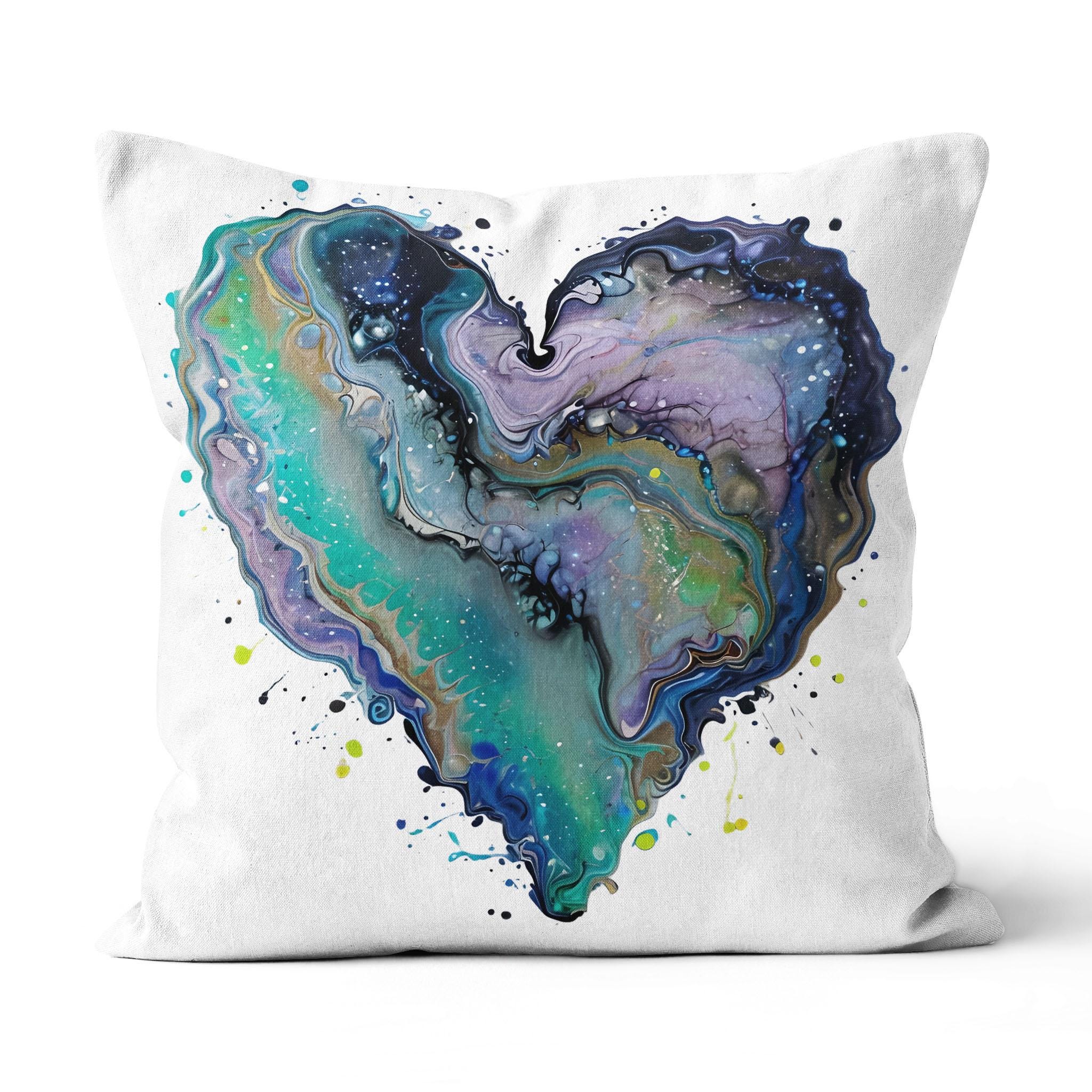 Fluid Art Heart (1) - Canvas Throw Pillow