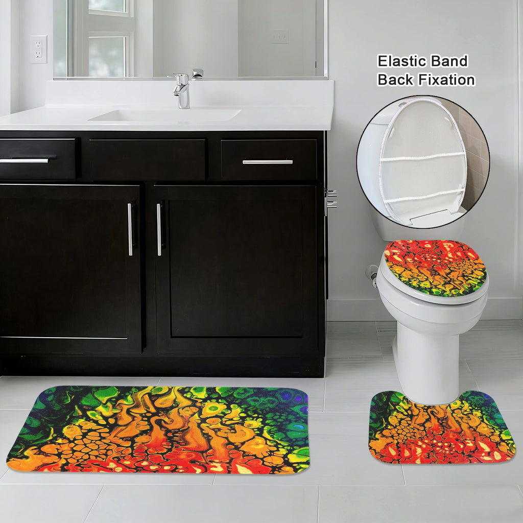 Fire 3-Piece Bathroom Rug Set