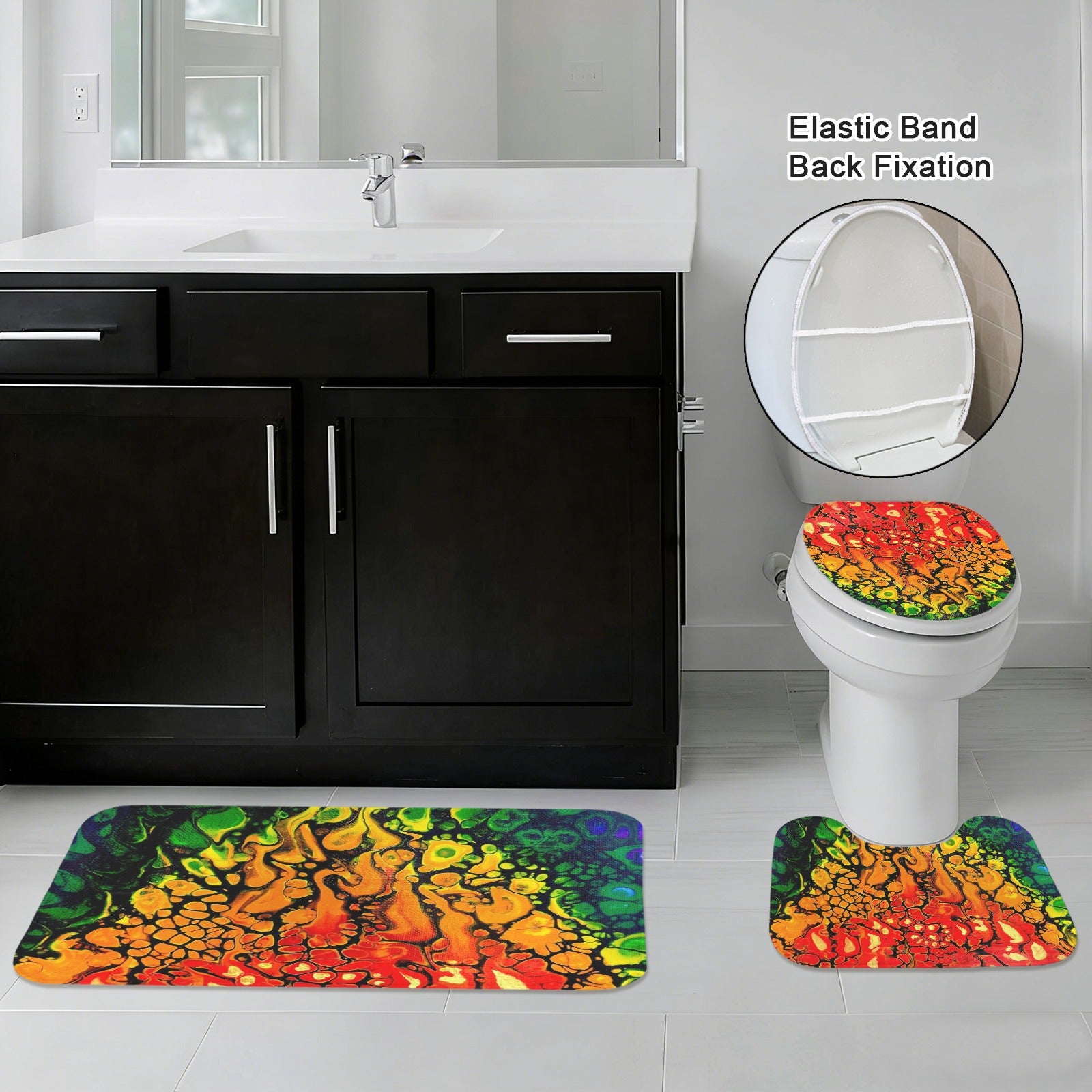 Fire 3-Piece Bathroom Rug Set