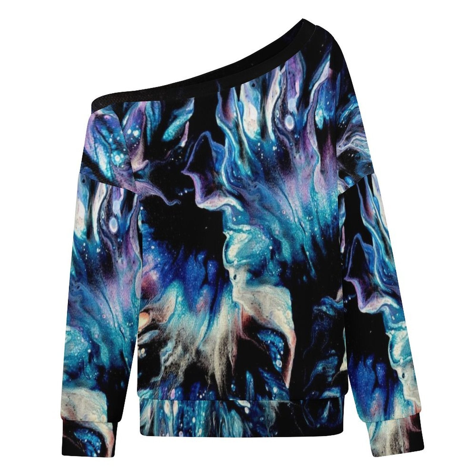 Teal Delight Women's Off-shoulder Long Sleeve Sweatshirt