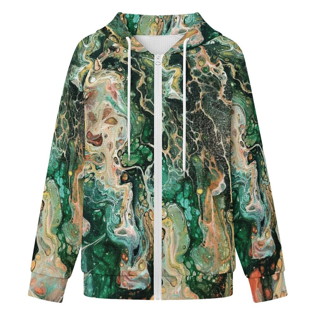 Fall - Women's Full-zip Hoodie with Drawstring