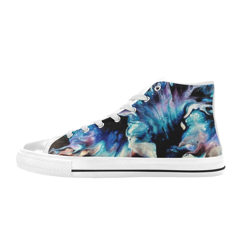 Teal Delight - Men's Classic High-Top Canvas Shoes