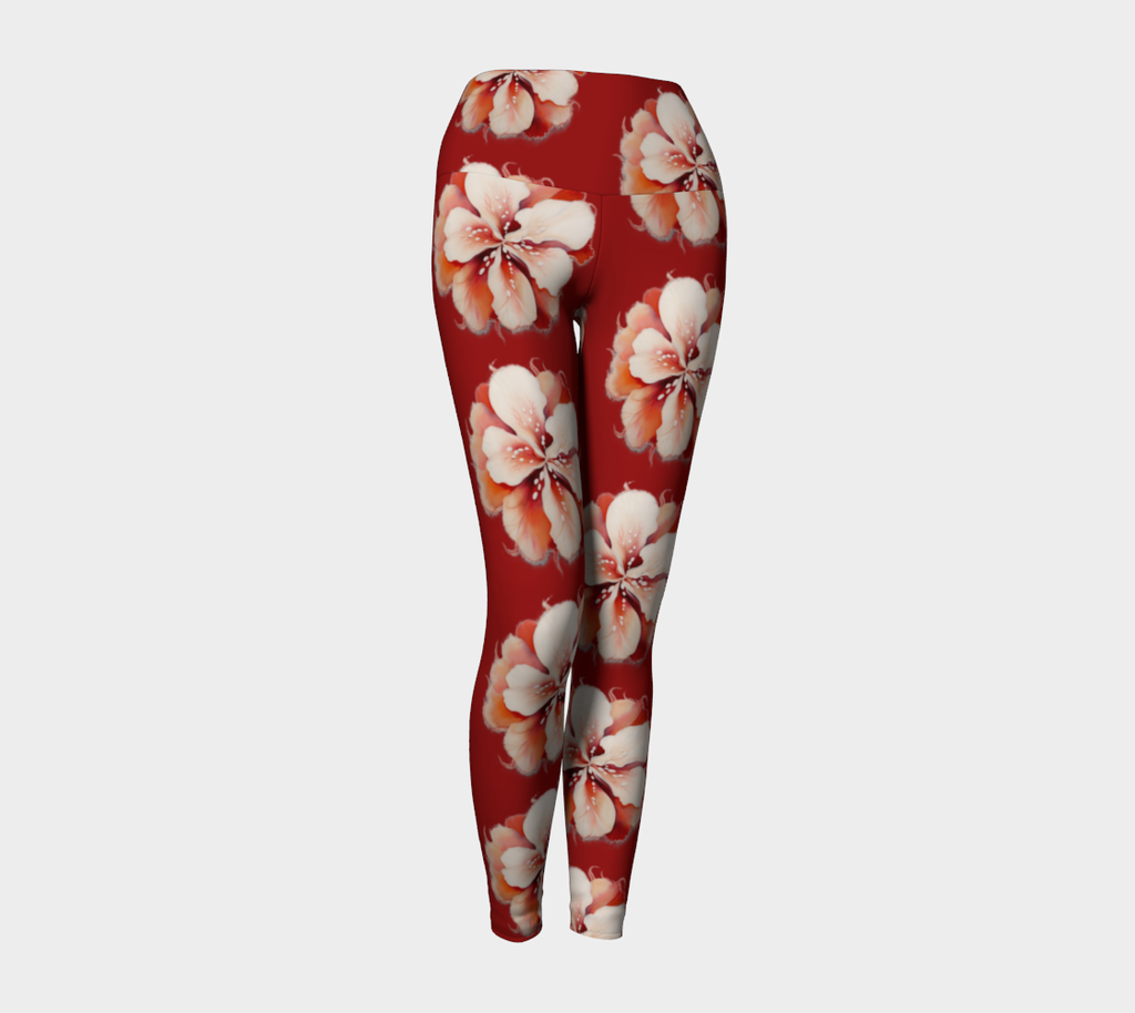 Floral Red - Yoga Leggings
