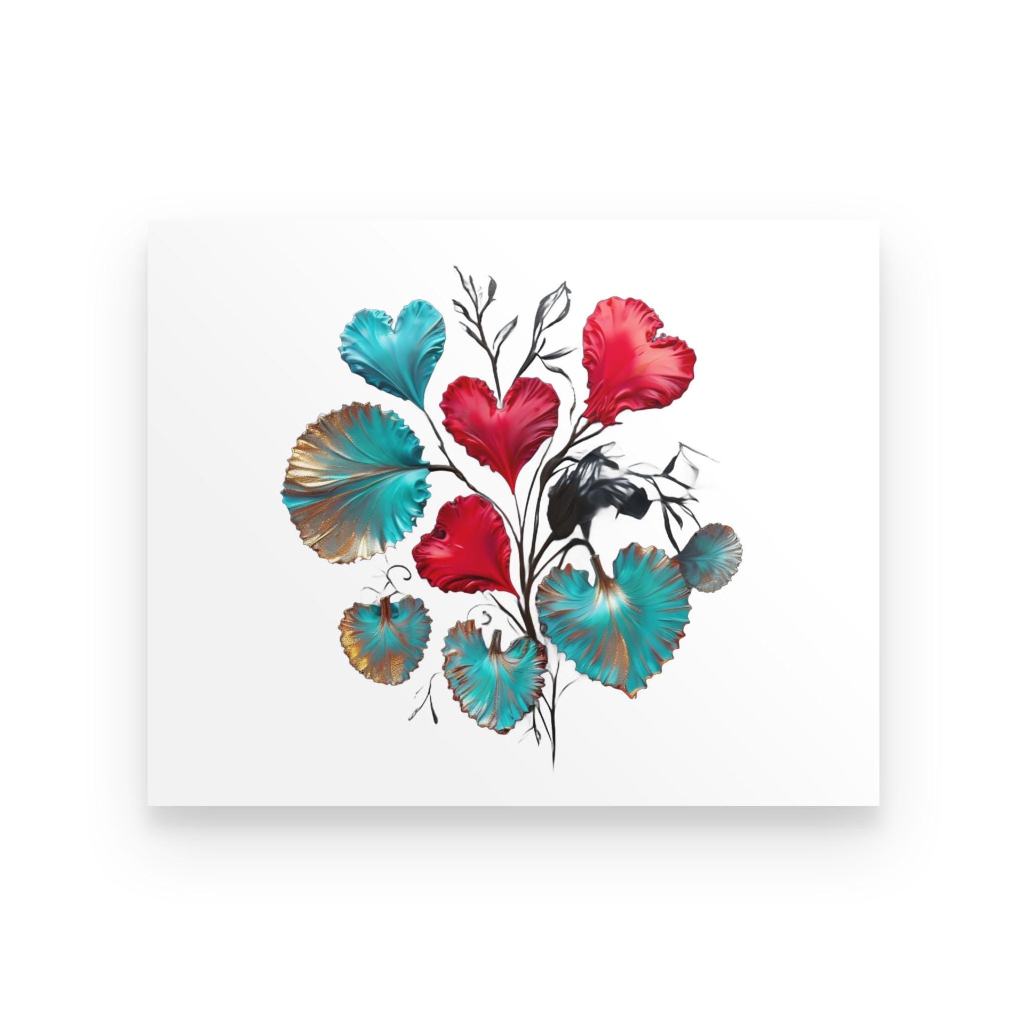 Hearts Floral Art Print – Whimsical Foliage Poster