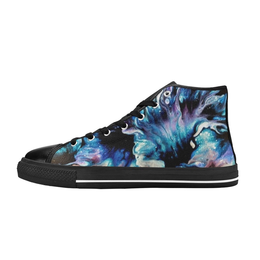 Teal Delight - Women;s Classic High-Top Canvas Shoes