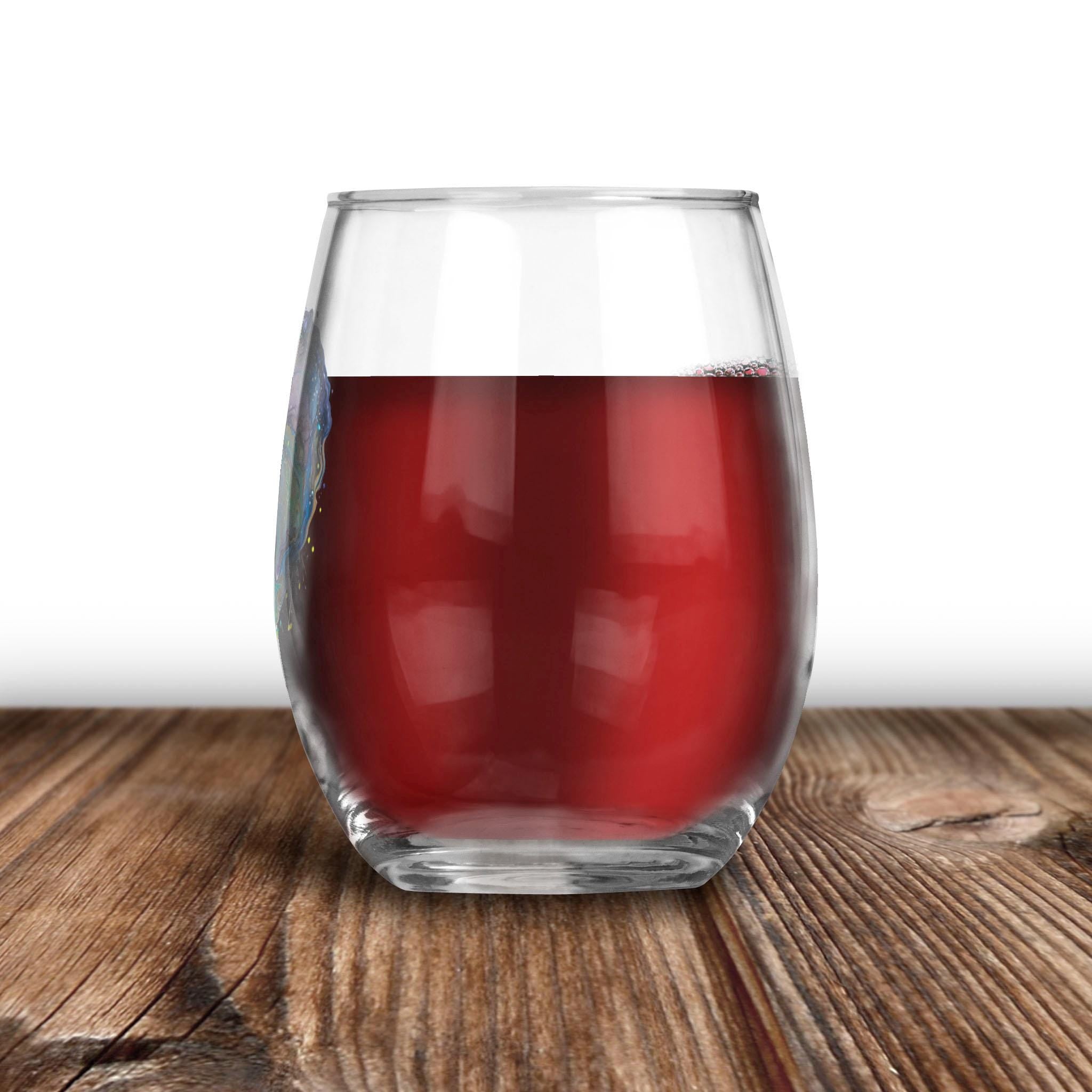 Fluid Art Heart - Wine Glass