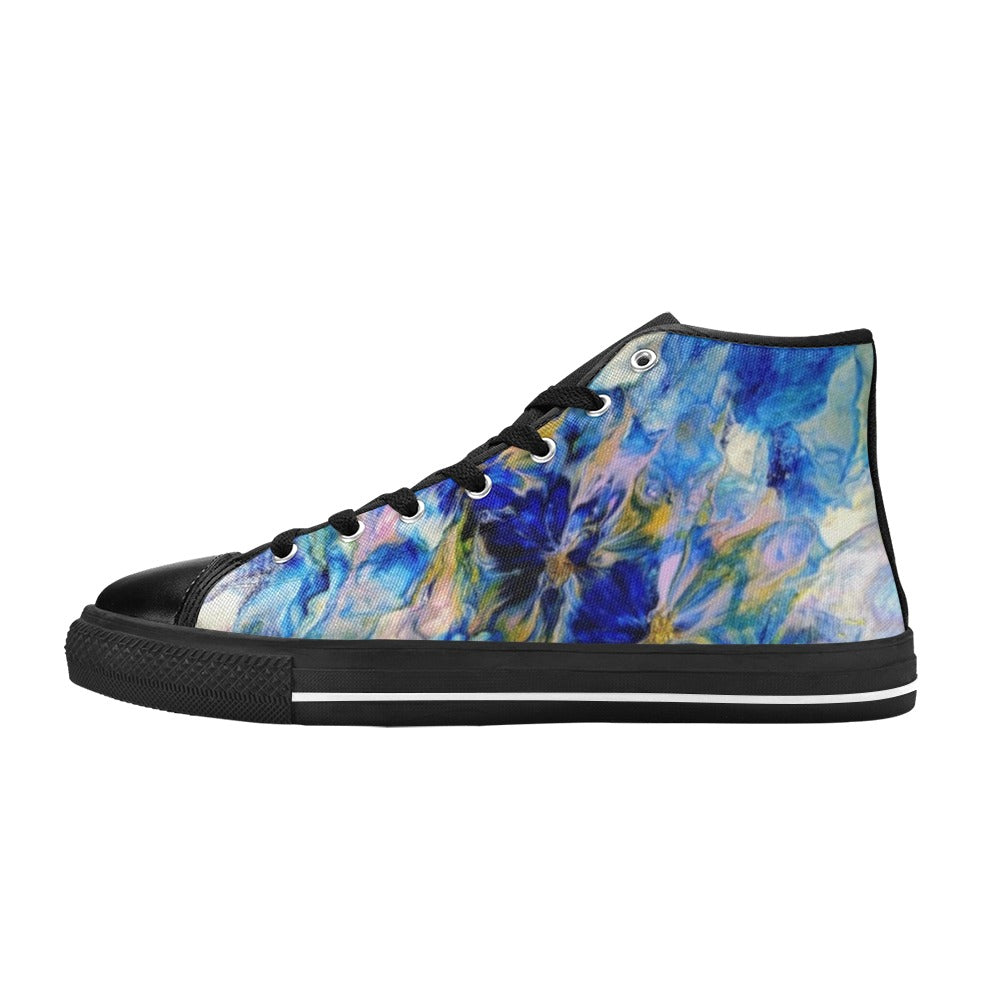 Royal Blue Garden - Men's Classic High-Top Canvas Shoes