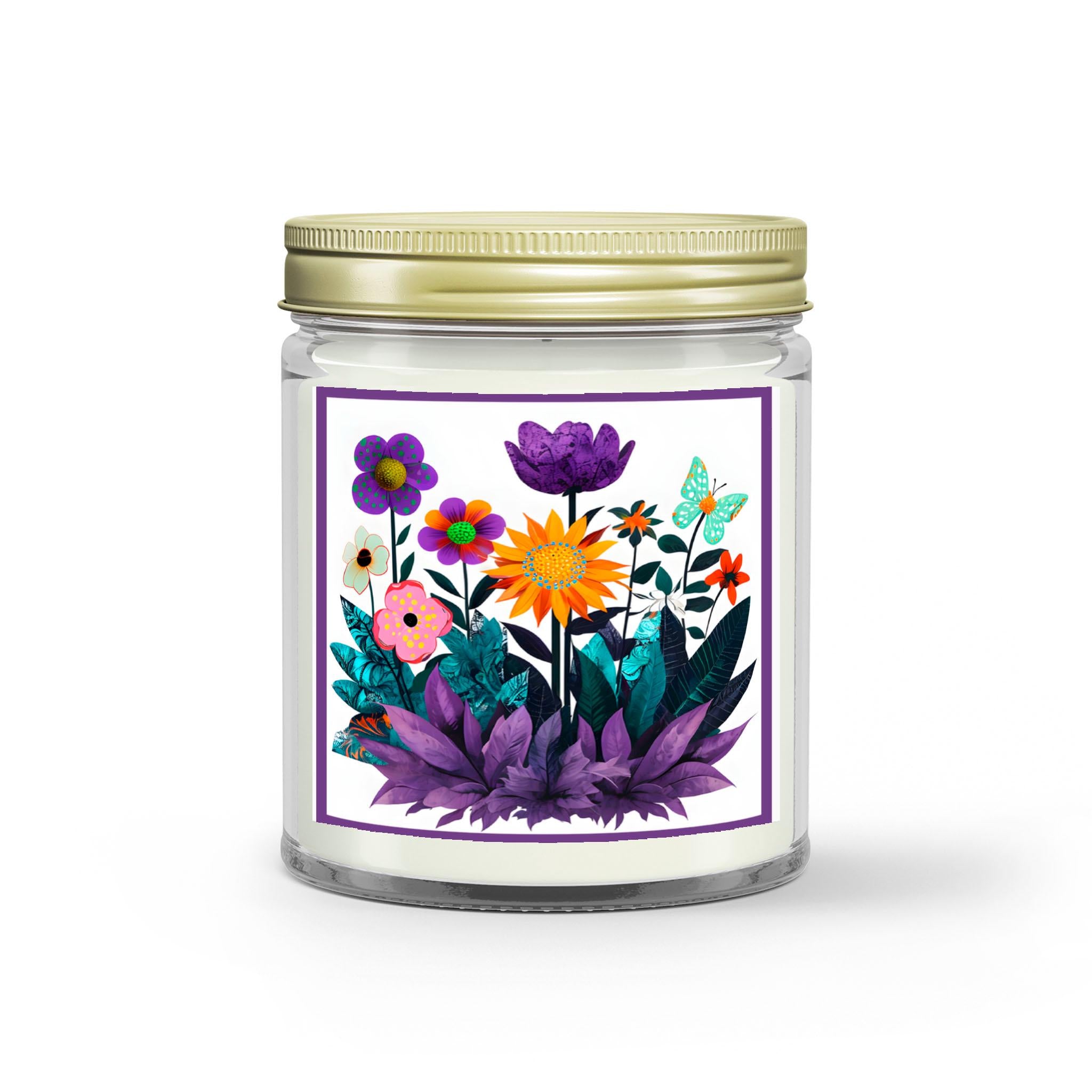 Abstract Purple Garden - Glass Jar Scented Candle