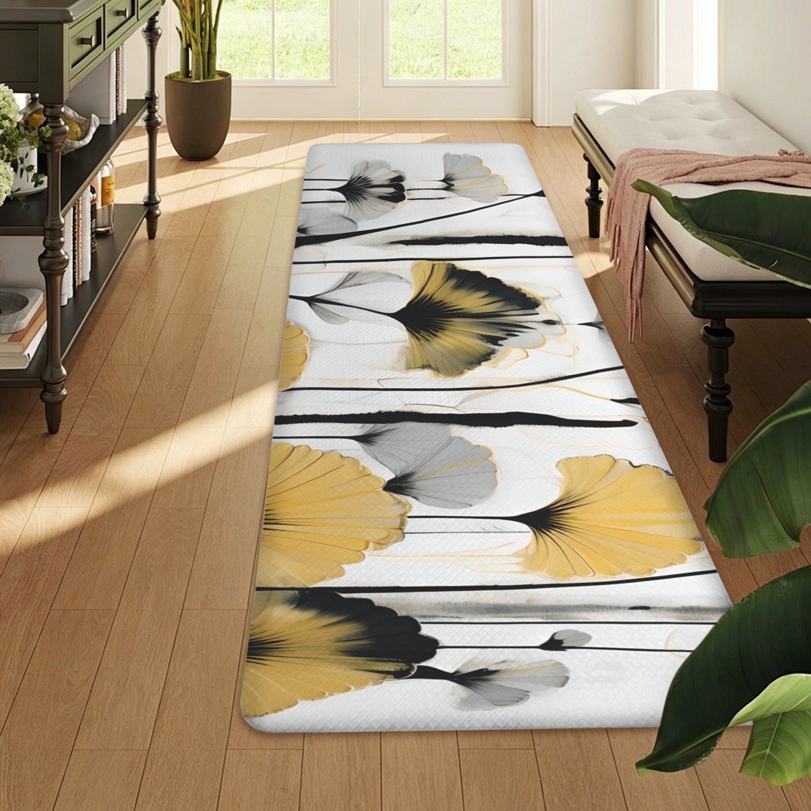 Golden Ginkg0 PVC Anti-Fatigue Kitchen Mat 71x24inch