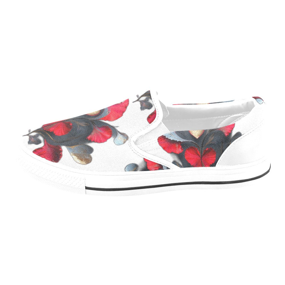 Vibrant Abstract Hearts - Women's Canvas Slip-Ons
