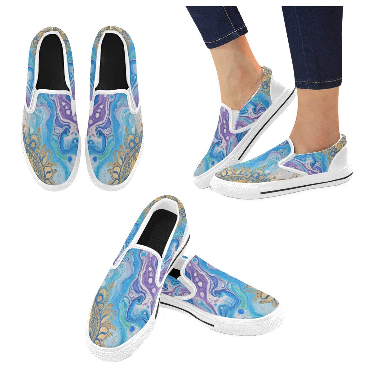 Mandala Sun - Men's Slip-On Canvas Shoes