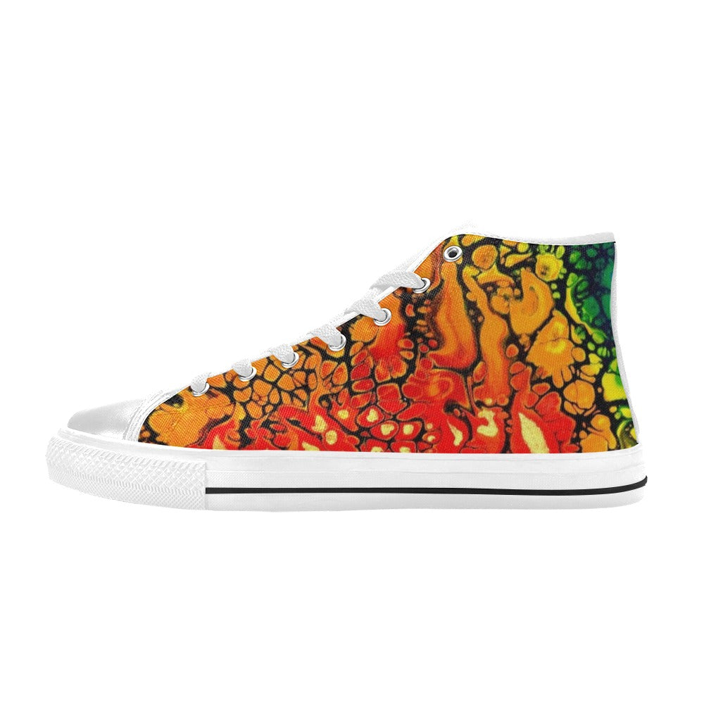 Fire - Women's Classic High-Top Canvas Shoes