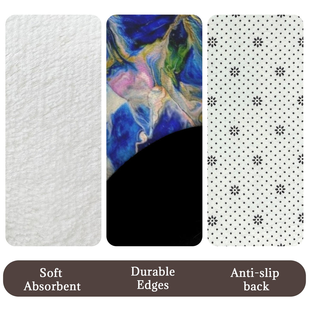 Royal Blue Garden 3-Piece Bathroom Rug Set