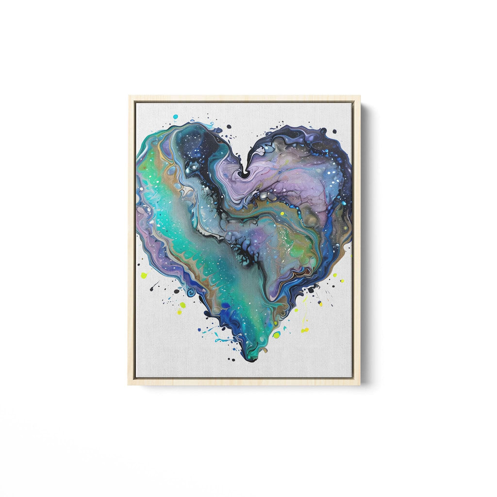 Fluid Art Heart (1) - Framed Matte Canvas