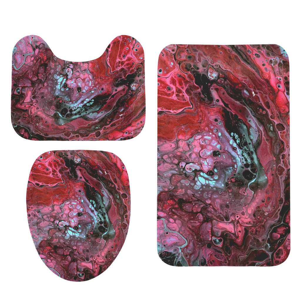 Deep Magenta 3-Piece Bathroom Rug Set