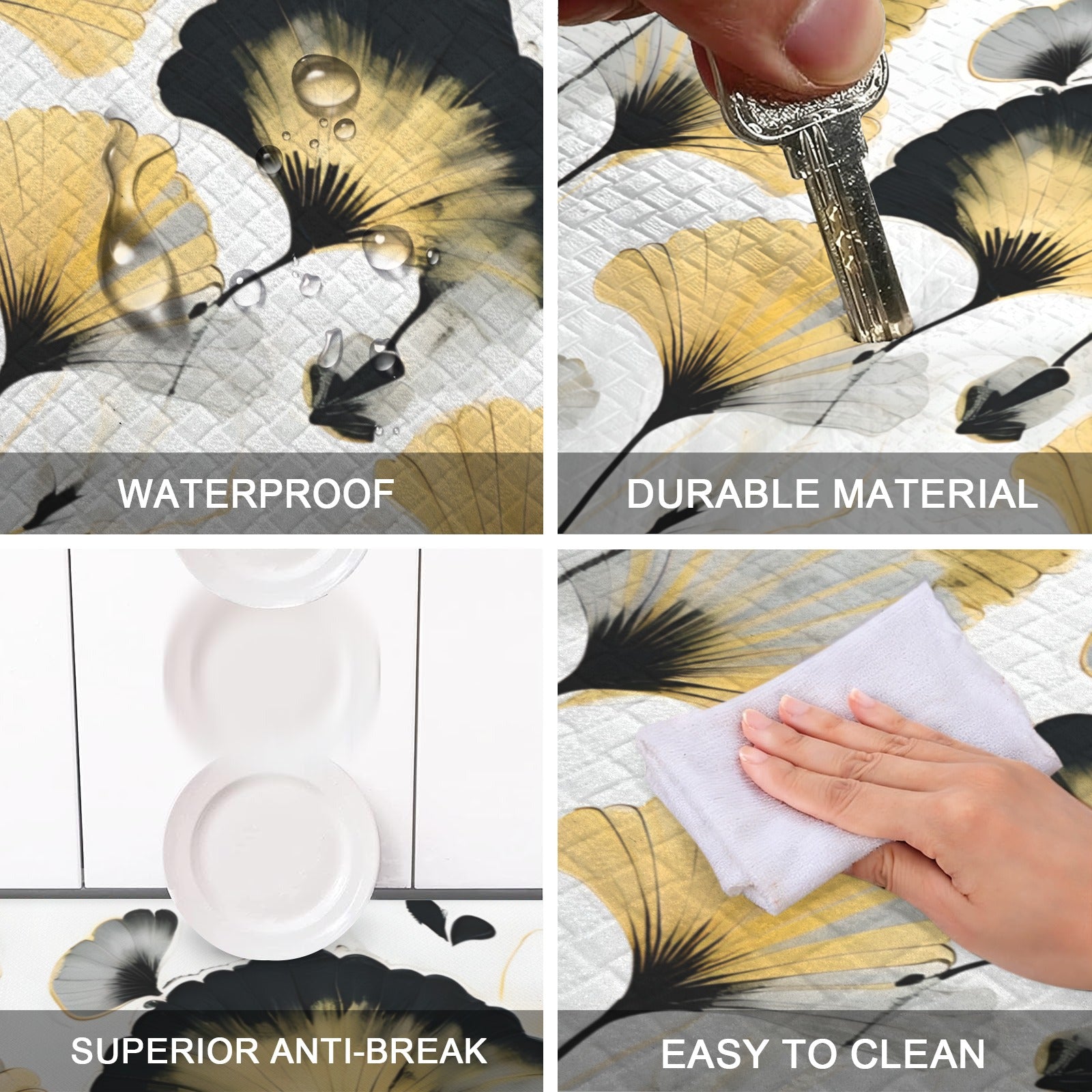 Golden Ginkgo PVC Anti-Fatigue Kitchen Mat 48x24inch