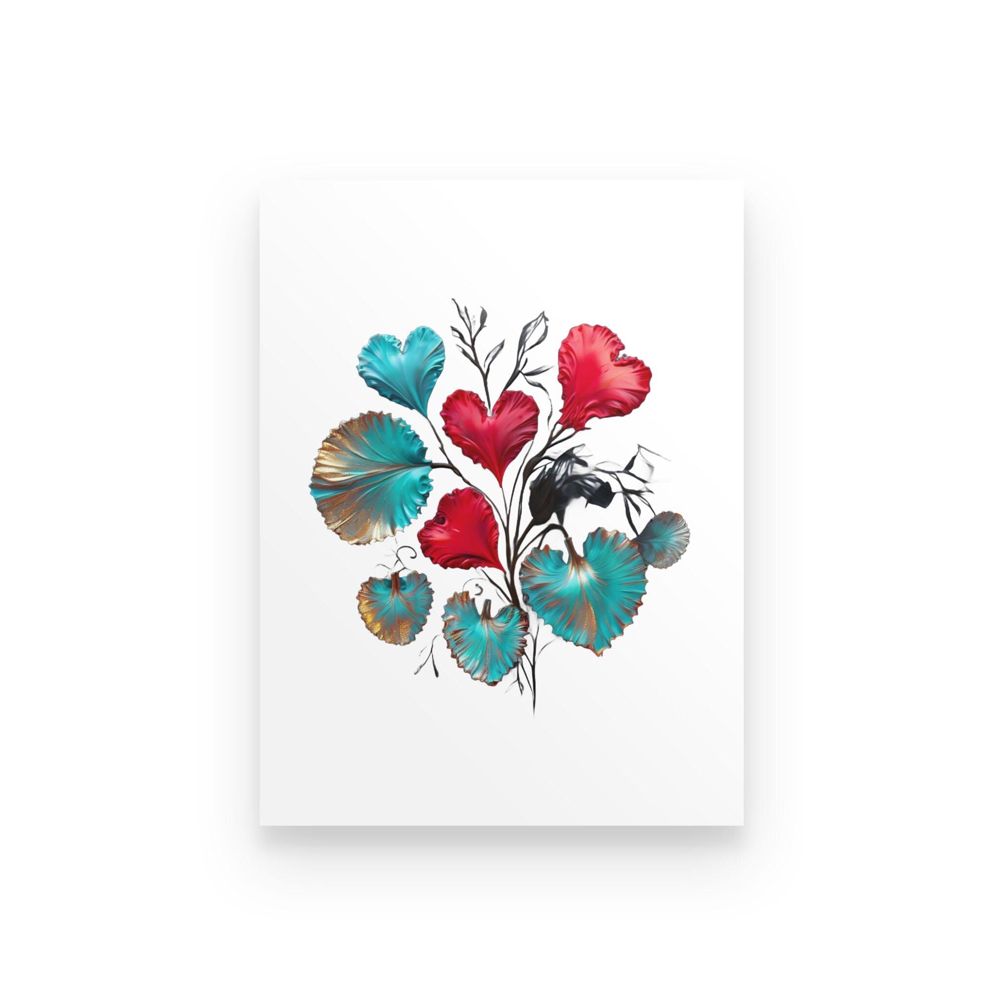 Hearts Floral Art Print – Whimsical Foliage Poster
