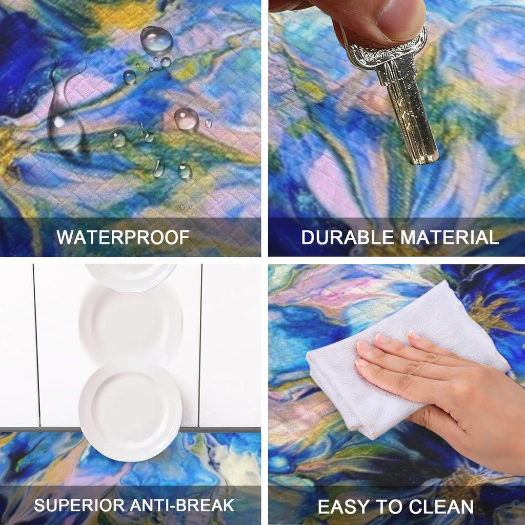 Royal Blue Garden PVC Anti-Fatigue Kitchen Mat 71x24inch