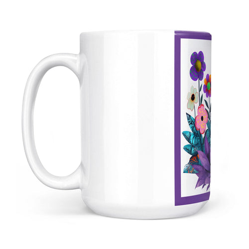 Abstract Purple Garden - White Edge-to-Edge Mug (New)