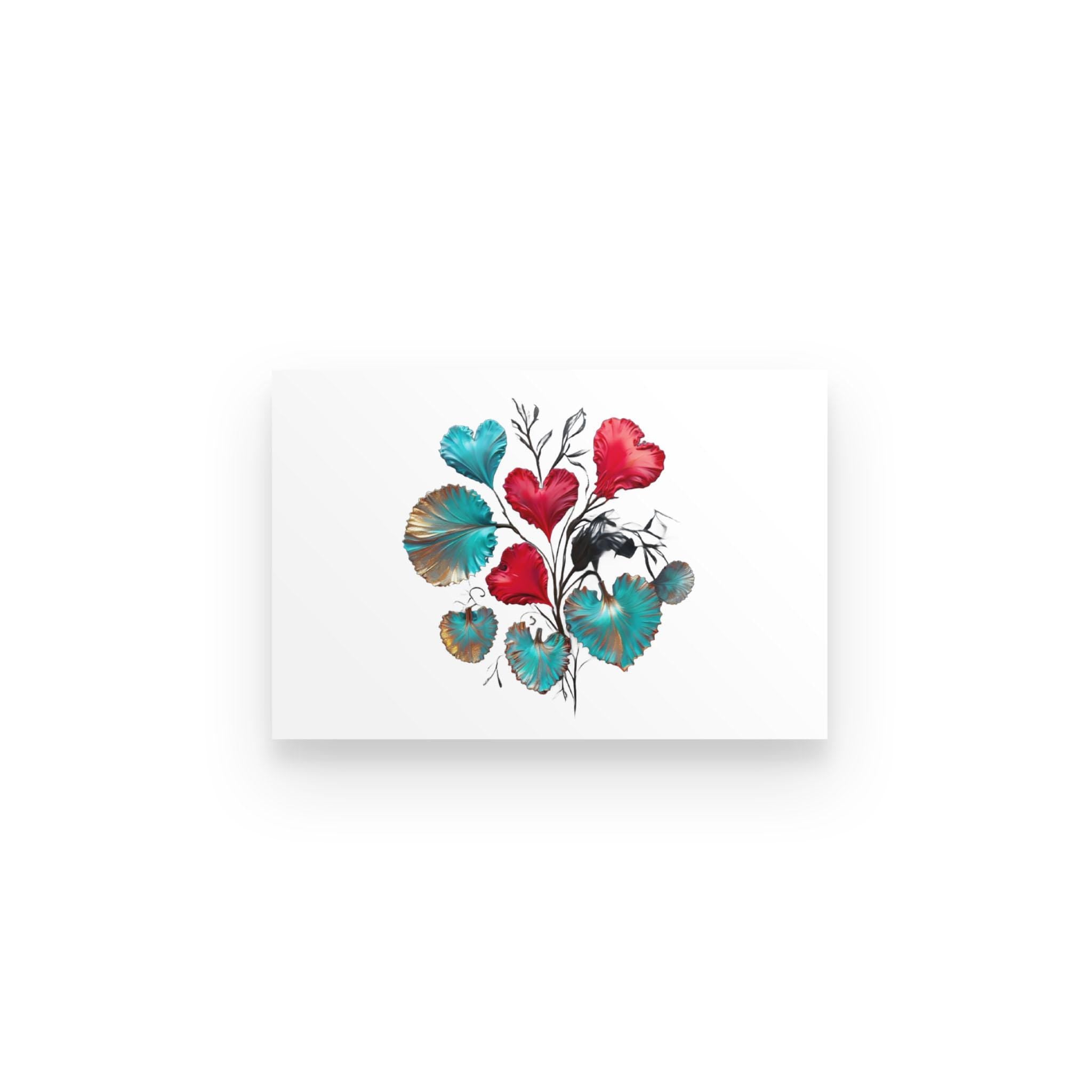 Hearts Floral Art Print – Whimsical Foliage Poster