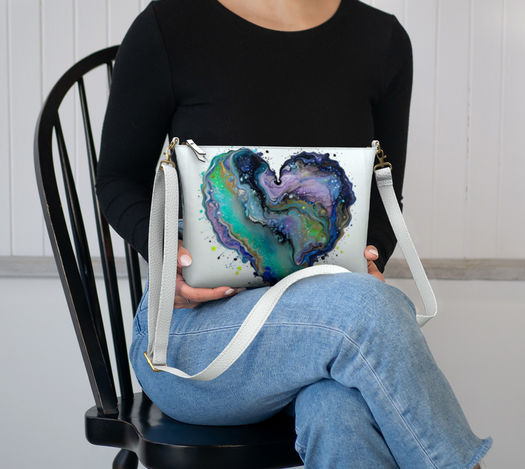 Fluid Art Heart - Vegan Leather Crossbody Purse
