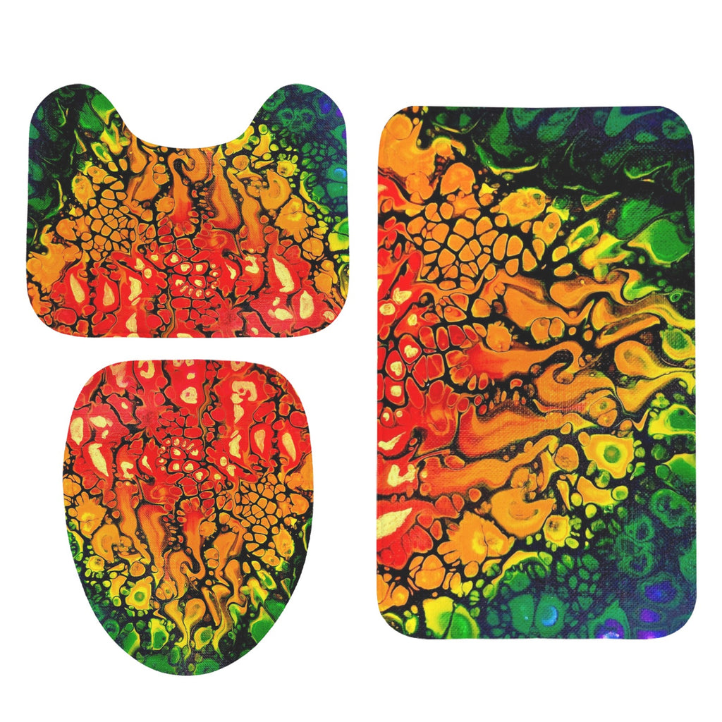 Fire 3-Piece Bathroom Rug Set