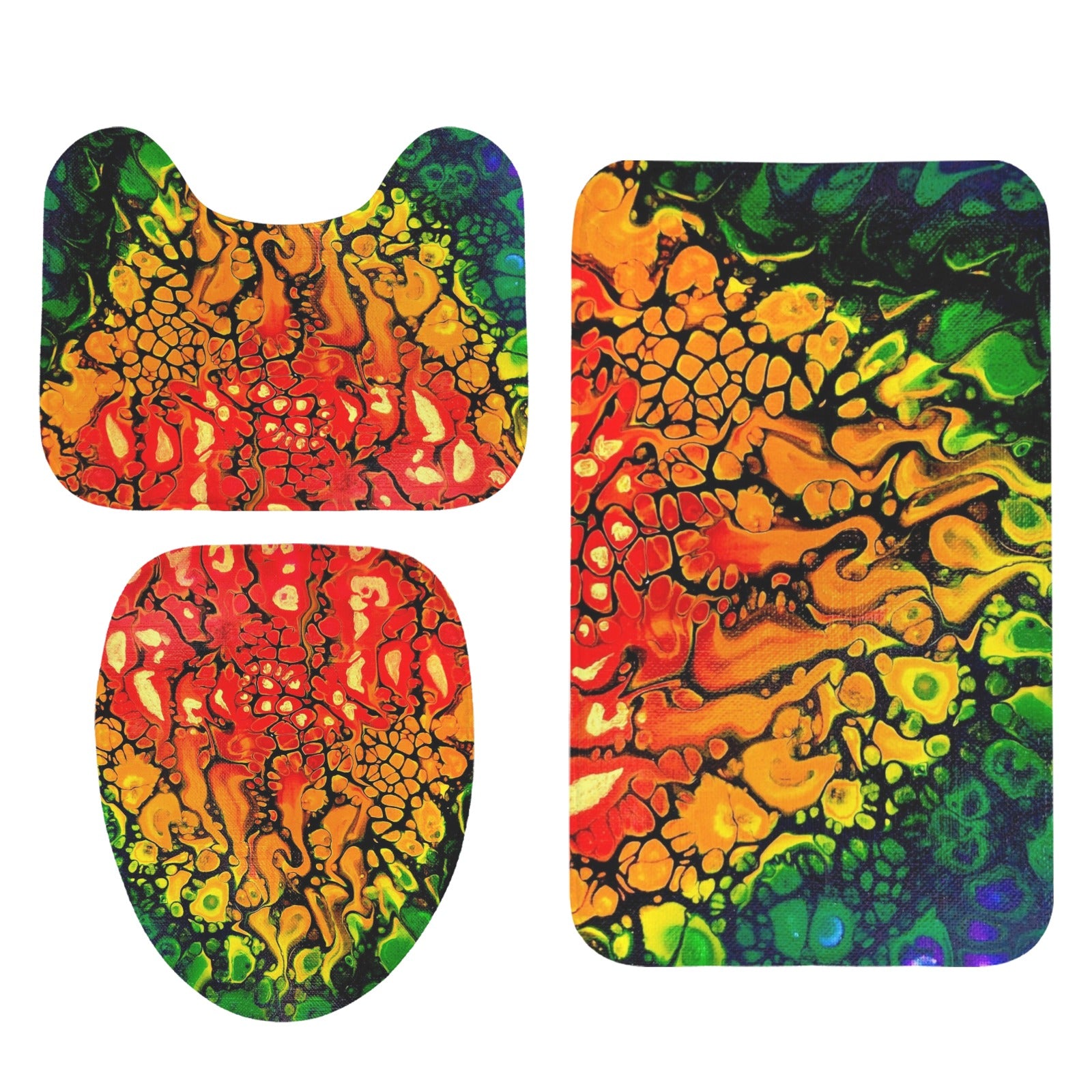 Fire 3-Piece Bathroom Rug Set