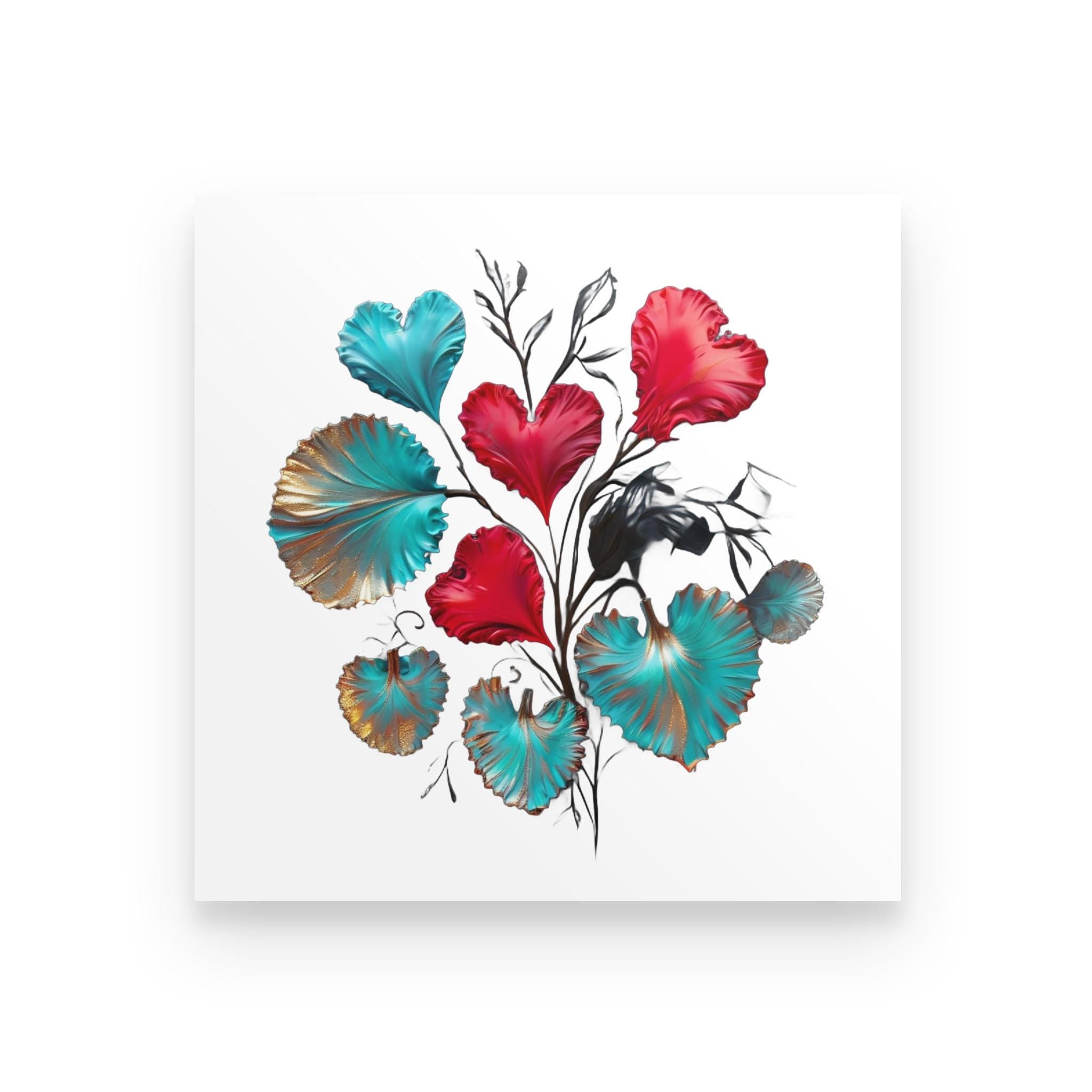 Hearts Floral Art Print – Whimsical Foliage Poster
