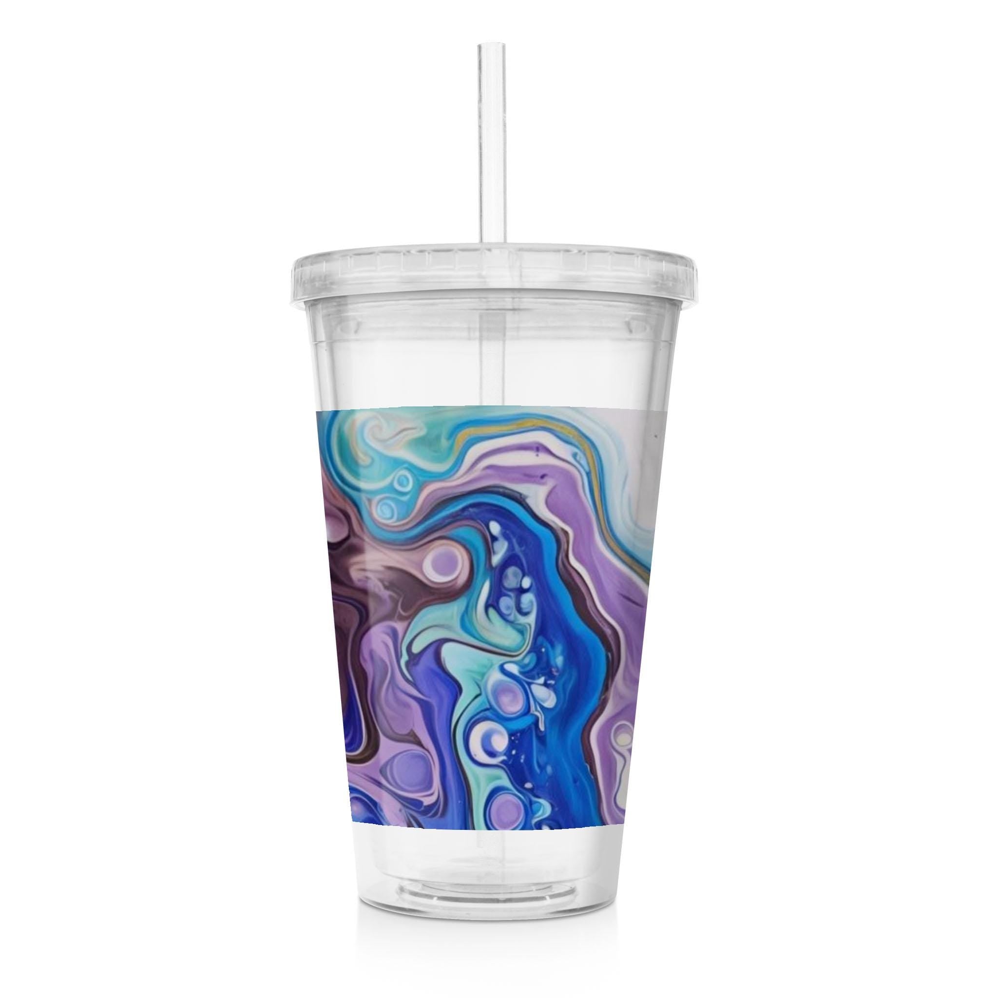 Mandala Sun - Clear Acrylic Tumbler w/Straw & Lid