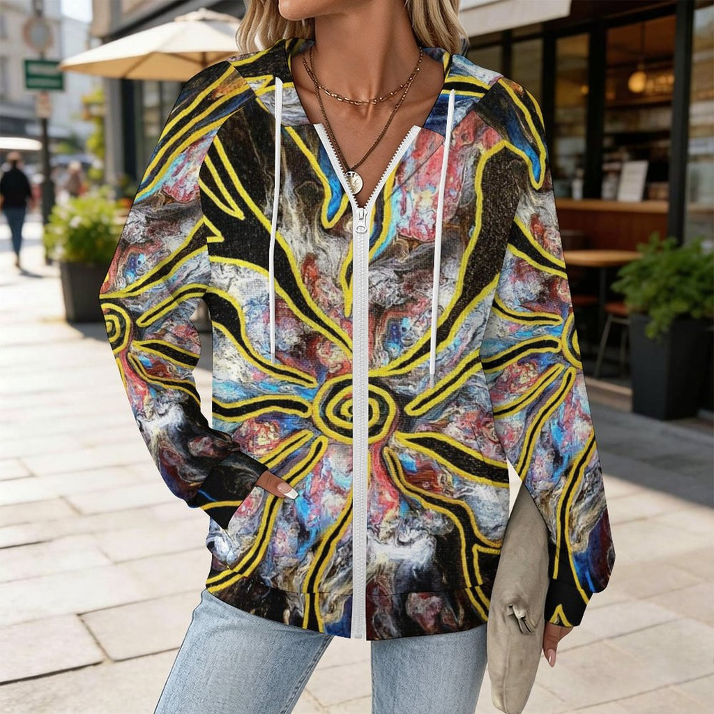 Pieces of Me - Women's Full-zip Hoodie with Drawstring