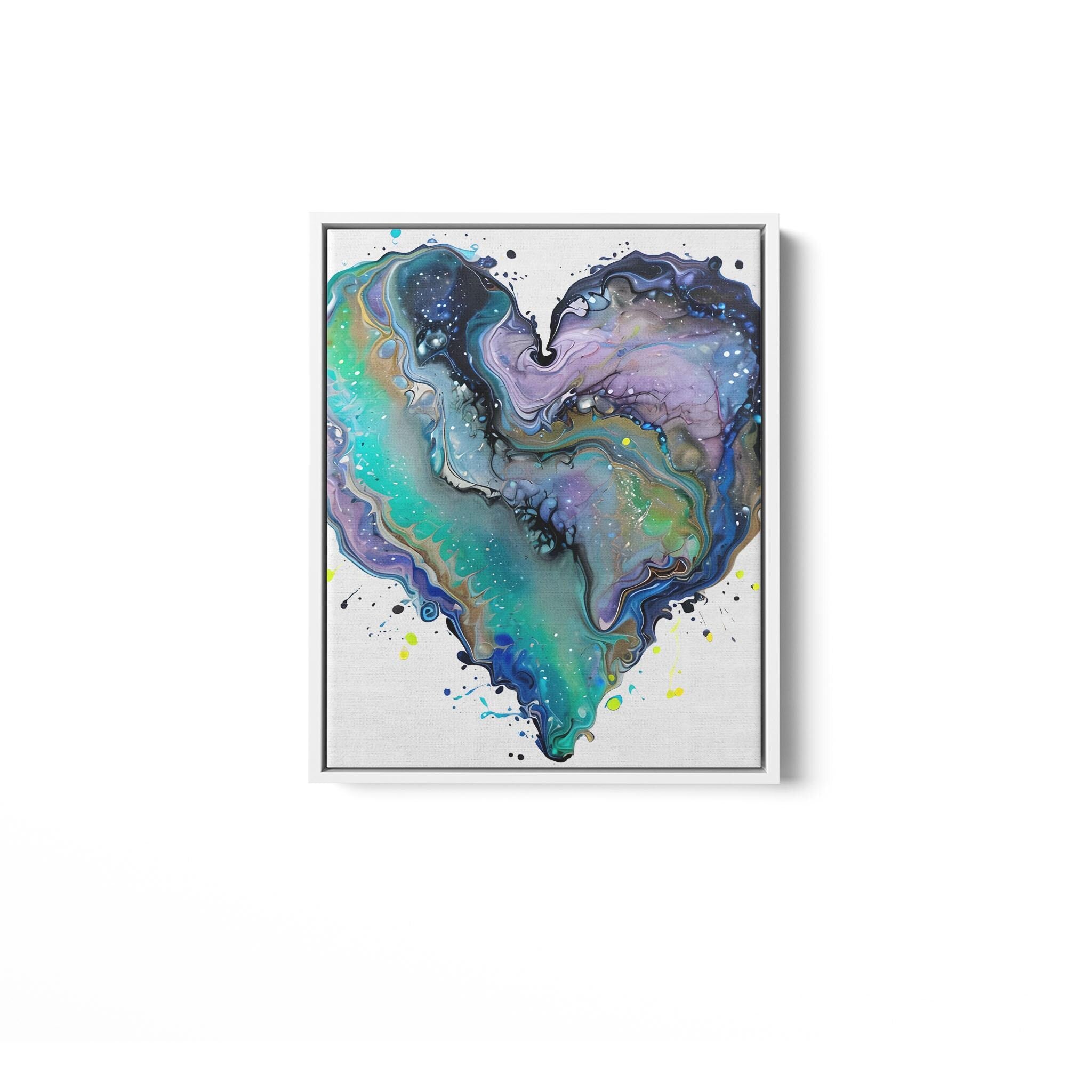 Fluid Art Heart (1) - Framed Matte Canvas