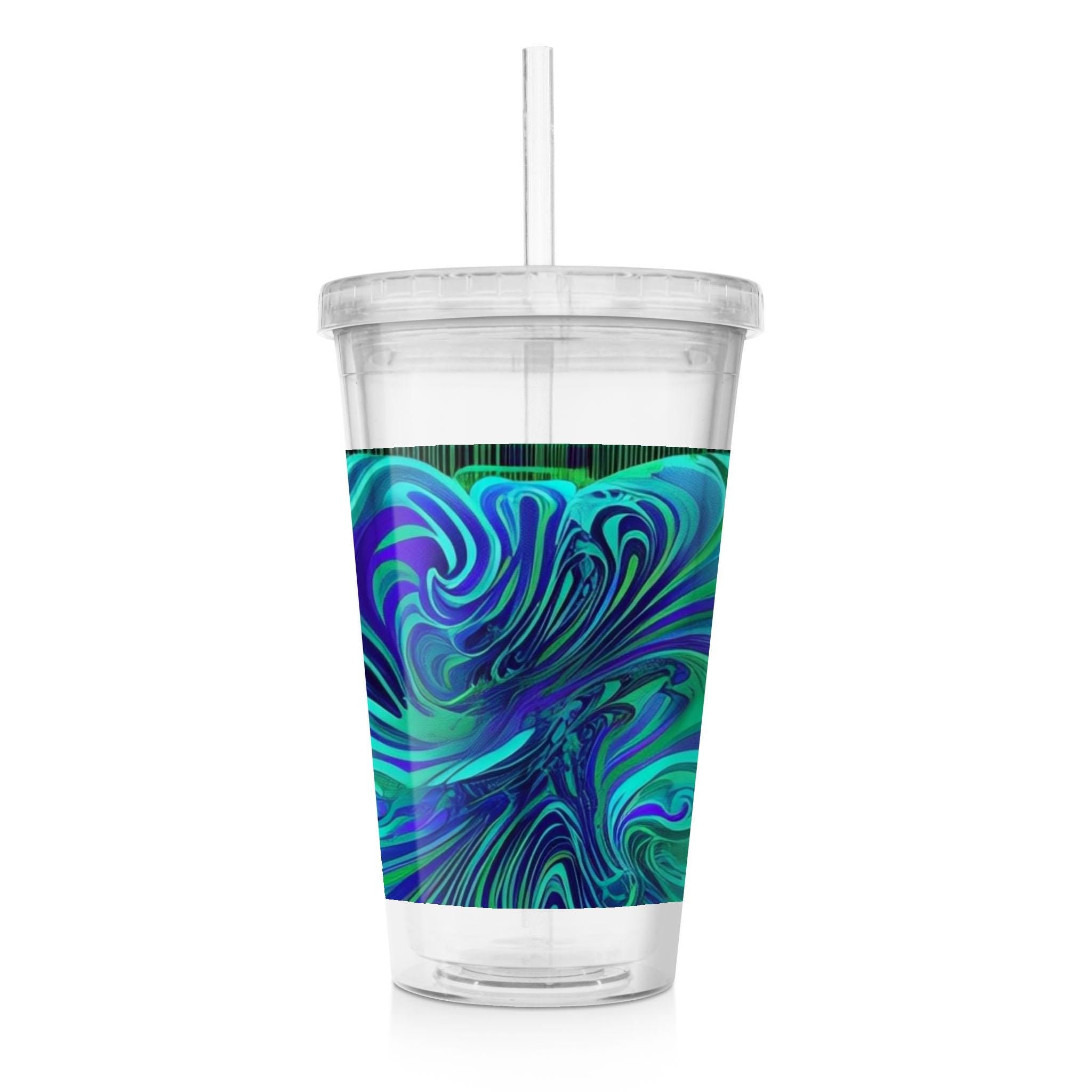 Dreamy Spirals - Clear Acrylic Tumbler w/Straw & Lid