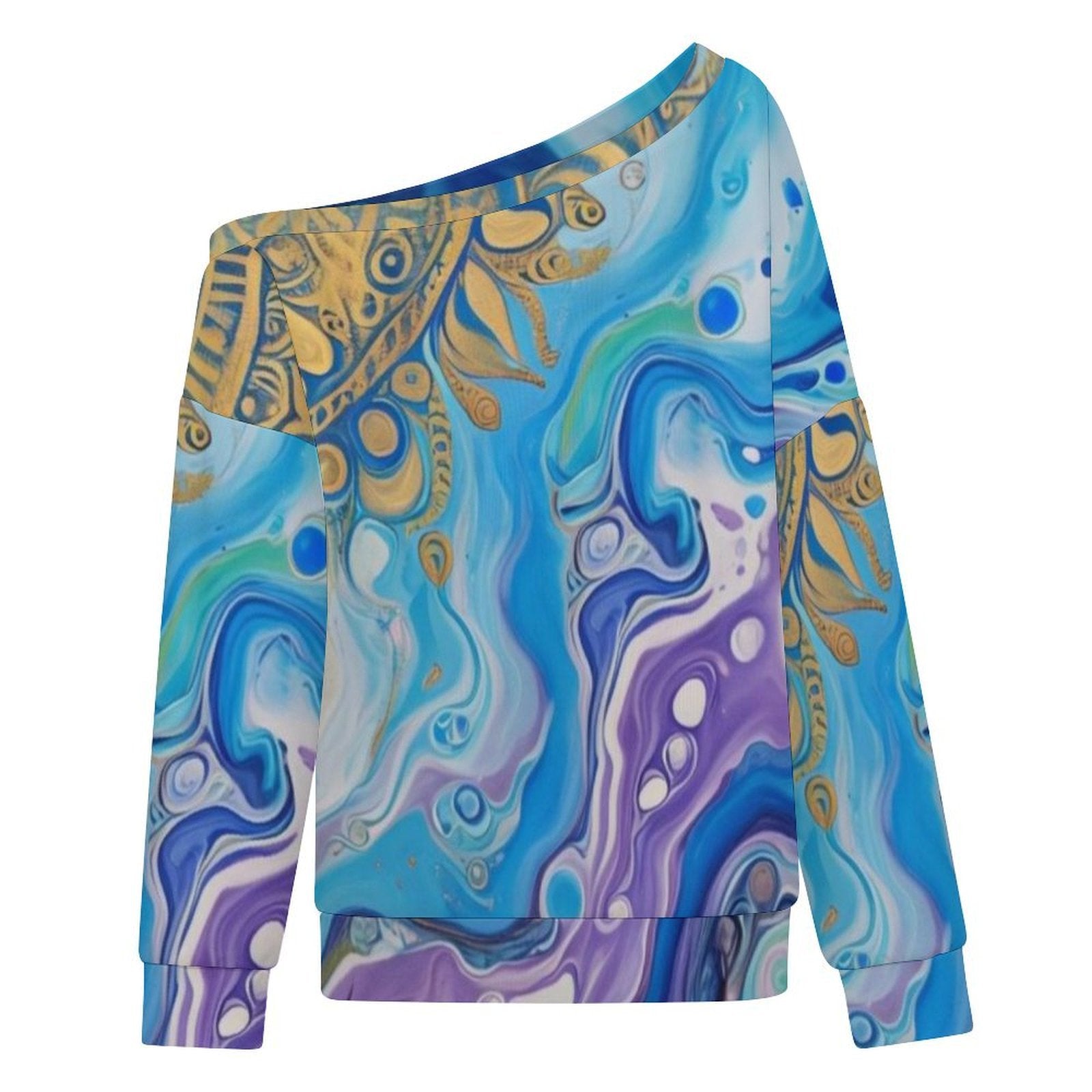 Mandala Sun Women's Off-shoulder Long Sleeve Sweatshirt