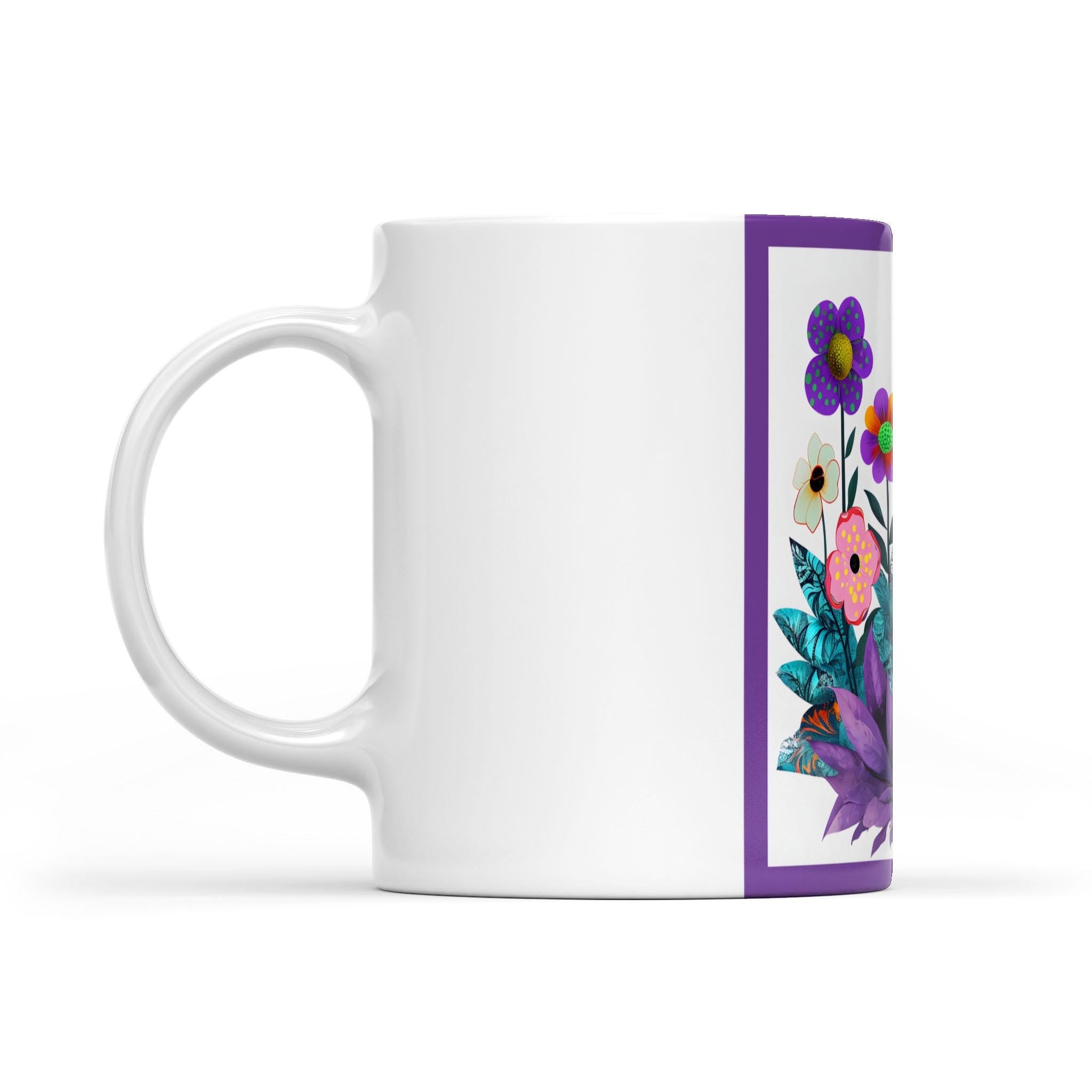 Abstract Purple Garden - White Edge-to-Edge Mug (New)