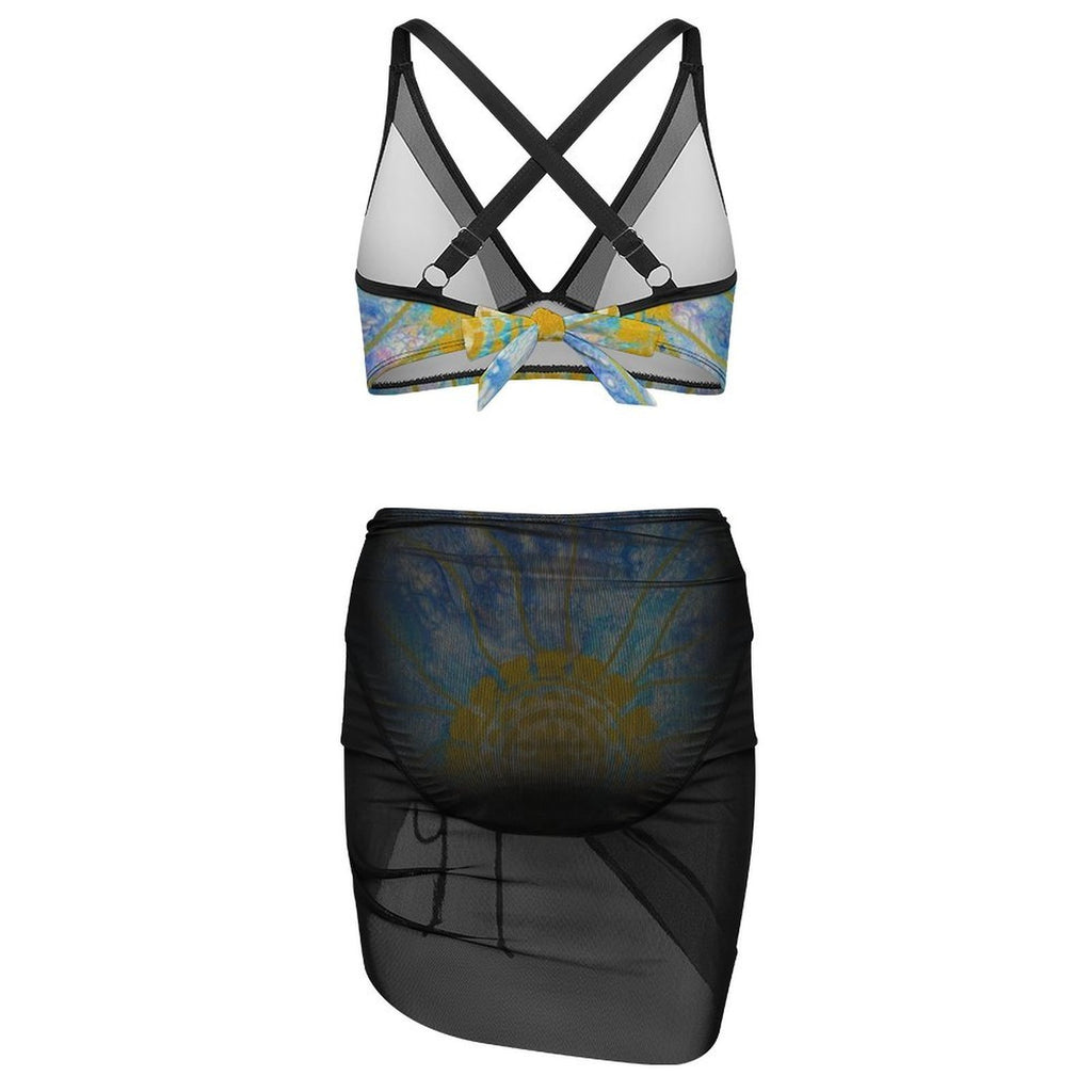 Serenity - Design Women's Mesh Drawstring Skirt and Swimsuit Set