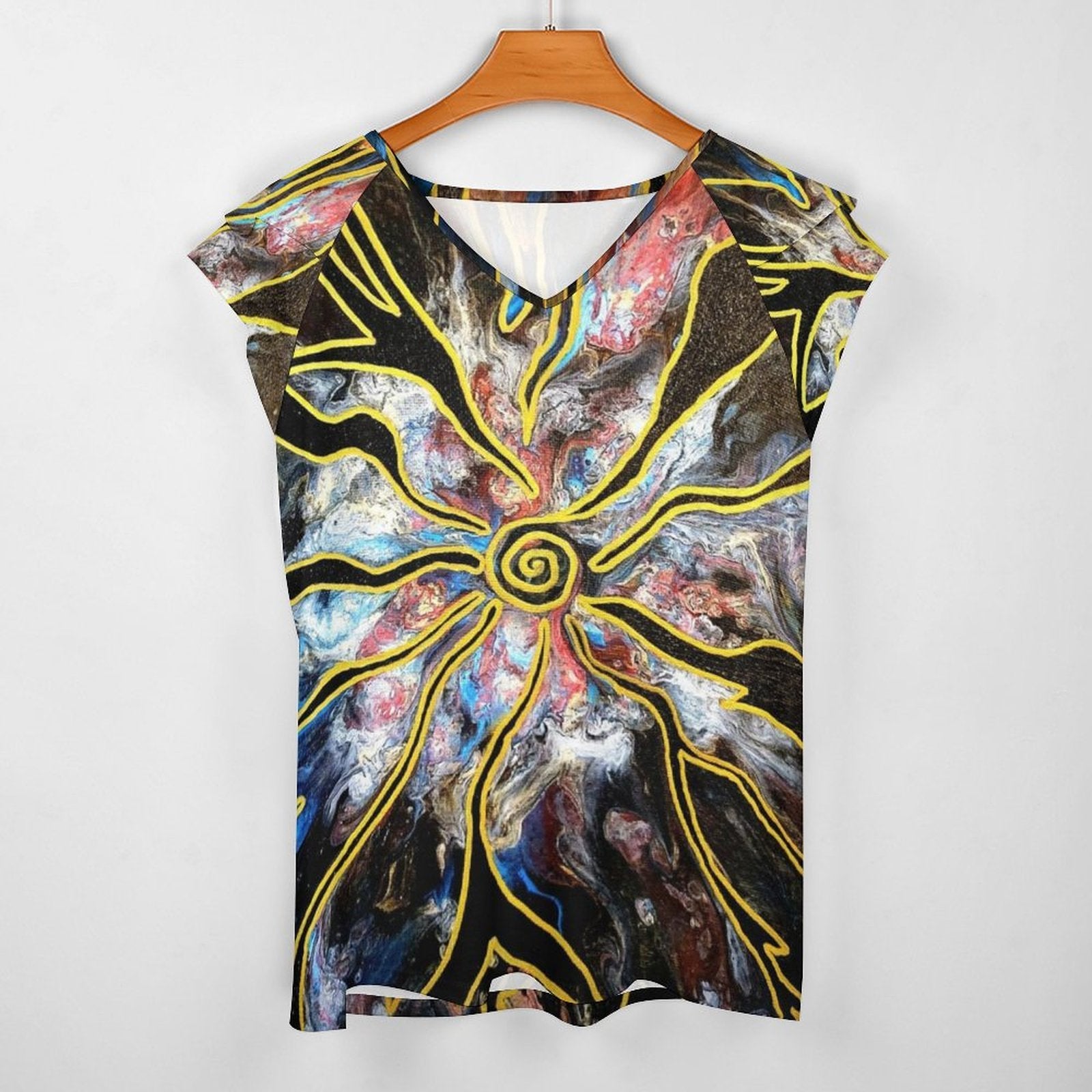 Pieces of Me Women's Ruffle Sleeve V-Neck T-Shirt