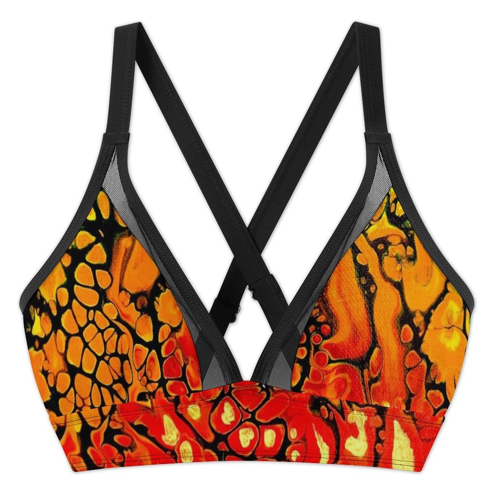Fire - Design Women's Mesh Drawstring Skirt and Swimsuit Set