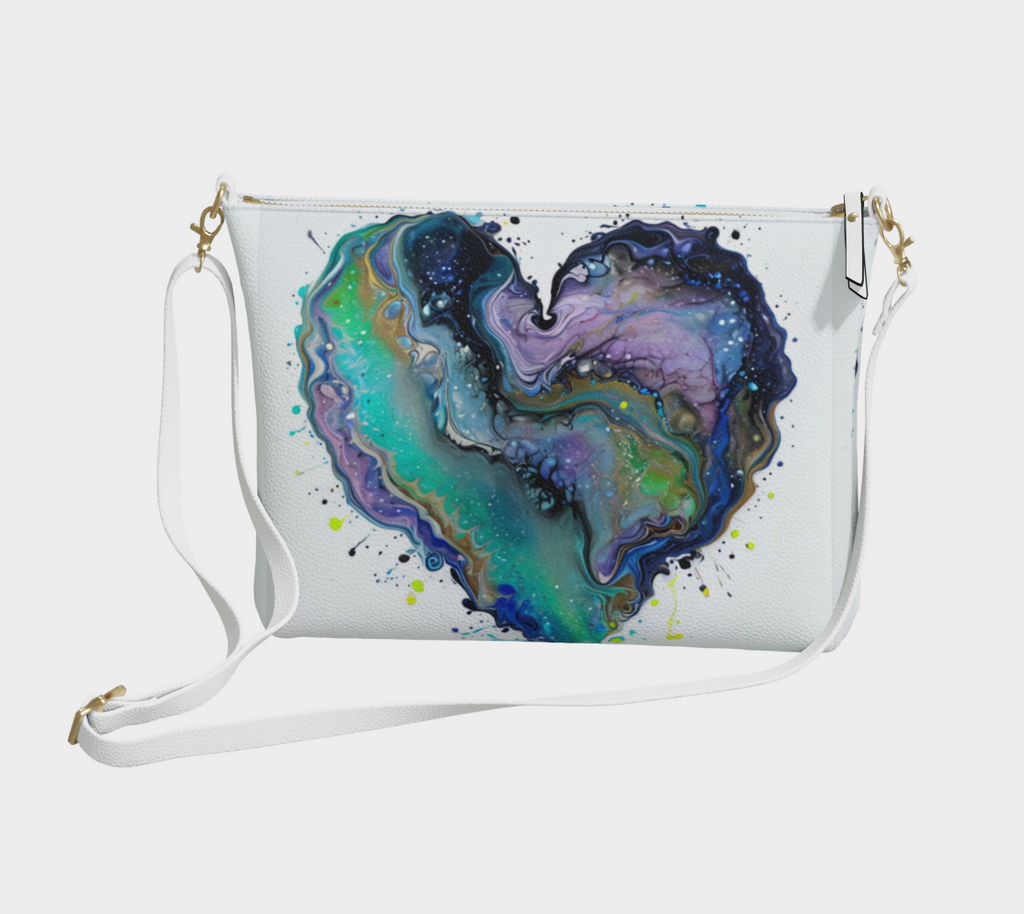 Fluid Art Heart - Vegan Leather Crossbody Purse