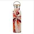 Tropical Red Floral - Stainless Steel Water Bottle with Bamboo Lid