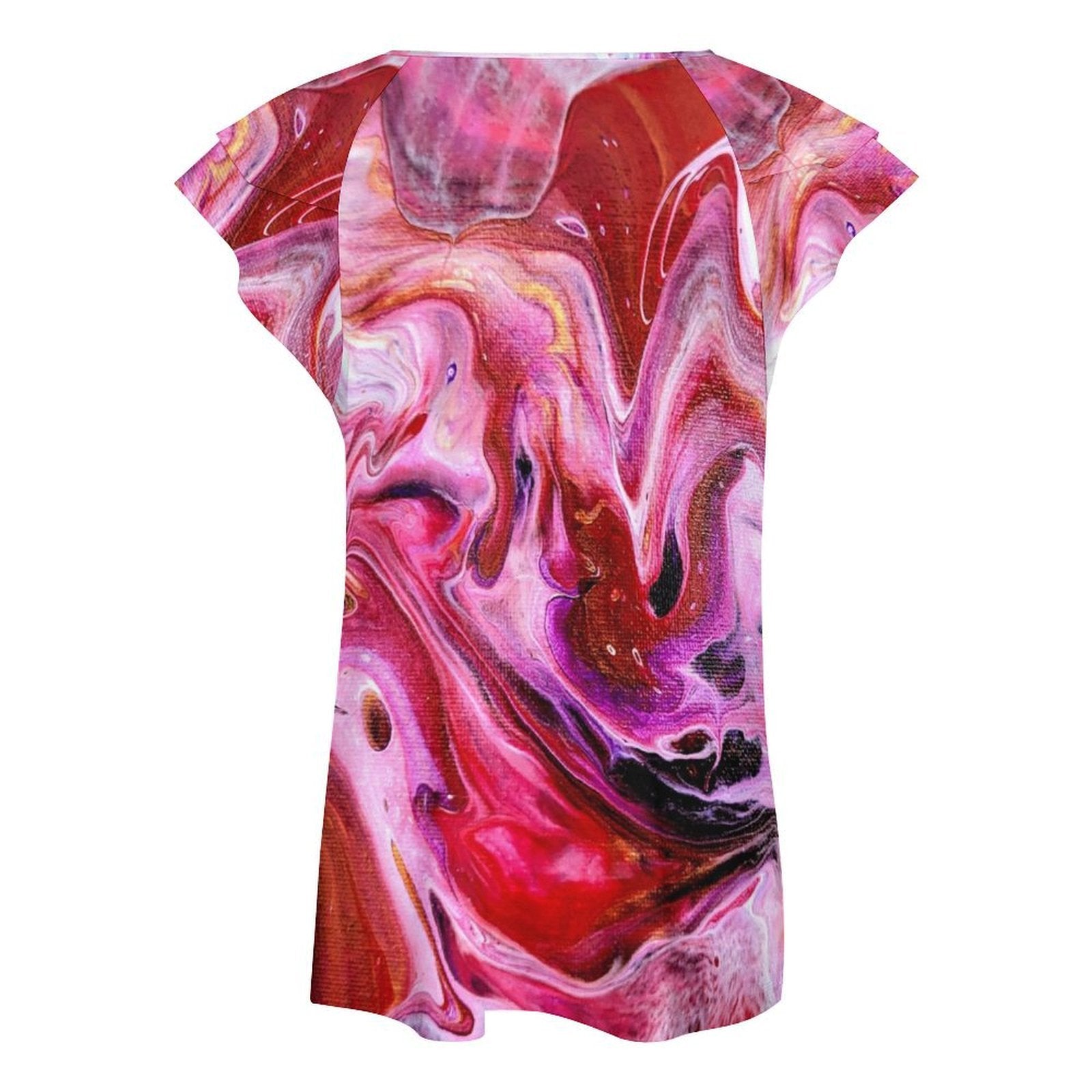 Dragon Fruit Women's Ruffle Sleeve V-Neck T-Shirt