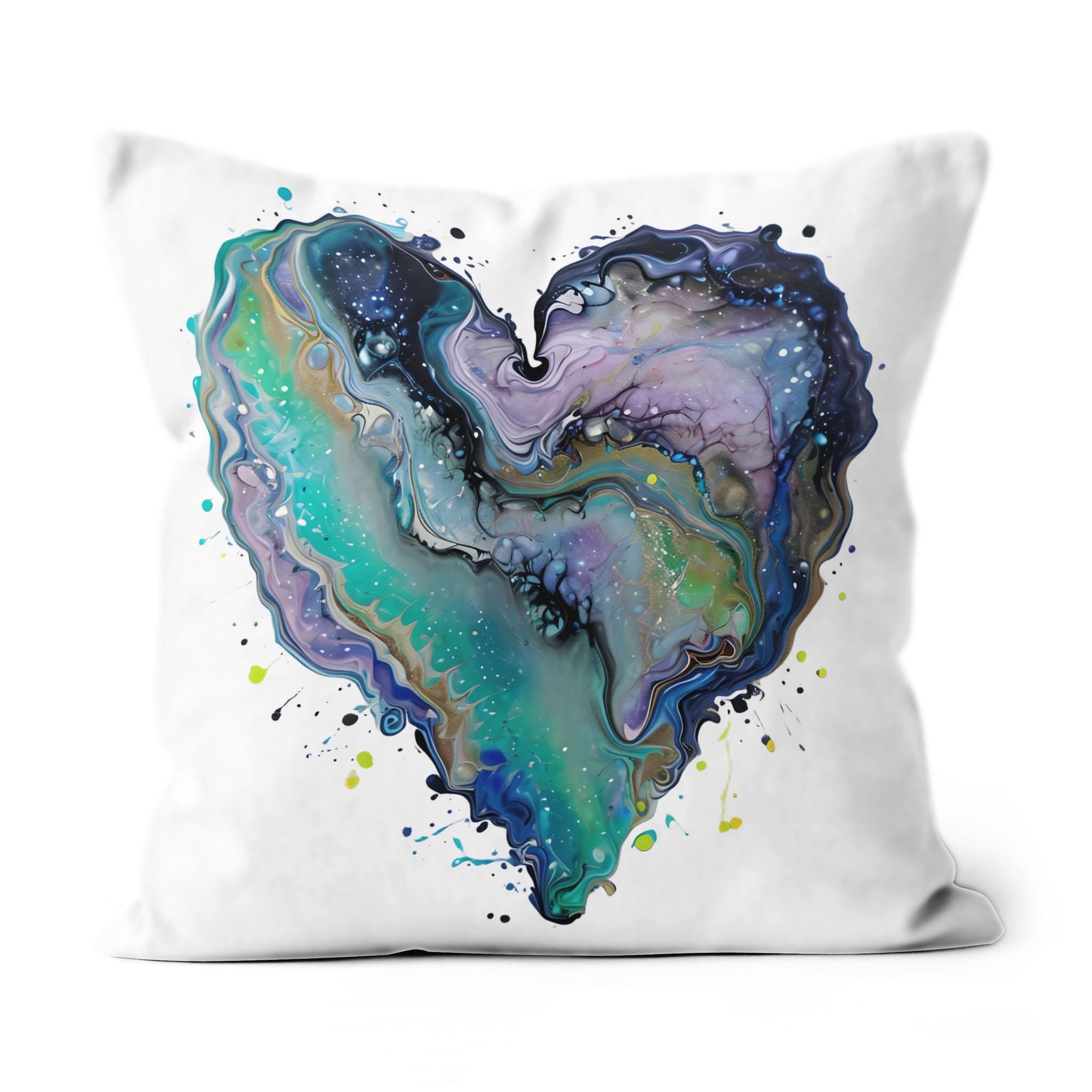 Fluid Art Heart (1) - All-over Print Suede Throw Pillow
