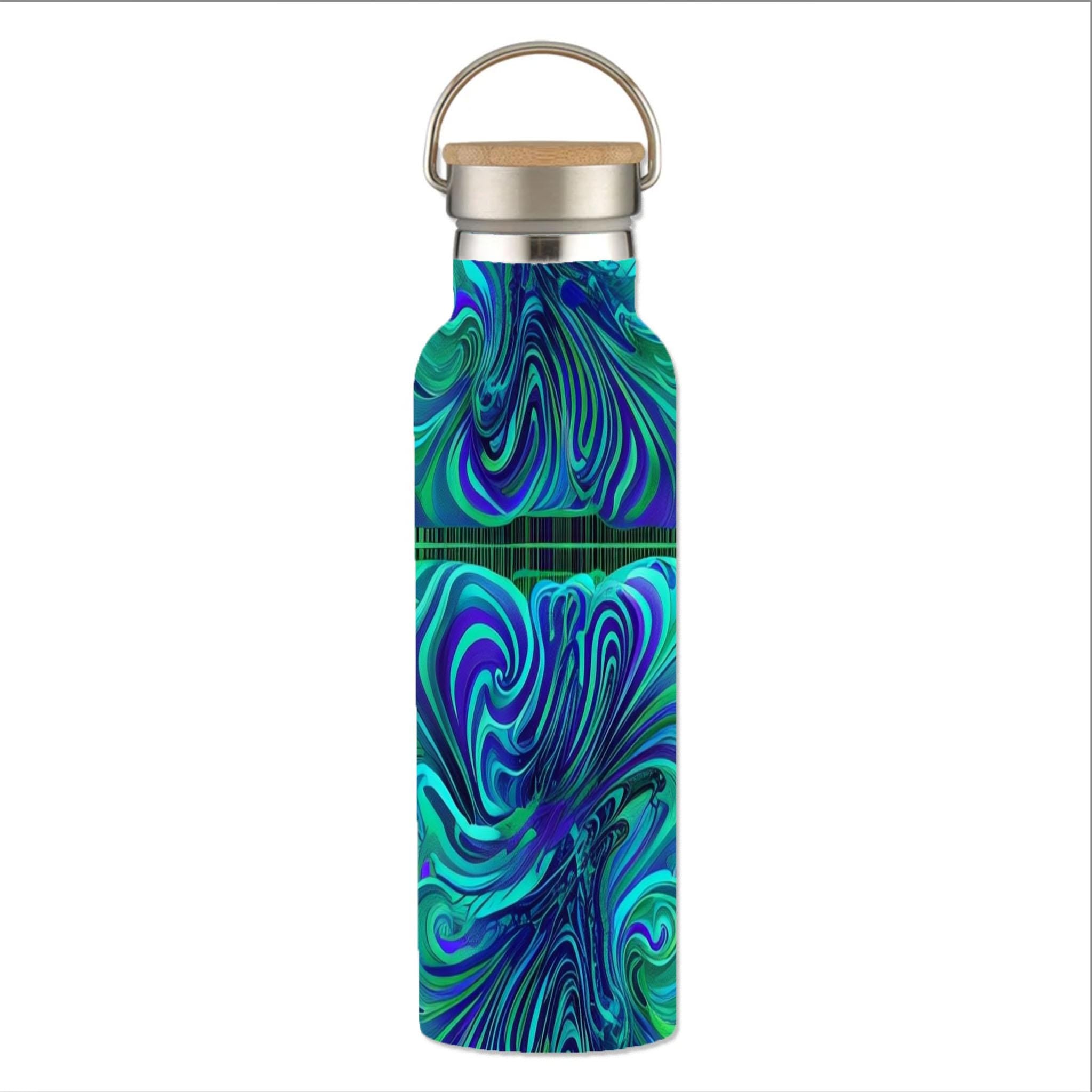 Dreamy Spirals - Stainless Steel Water Bottle with Bamboo Lid