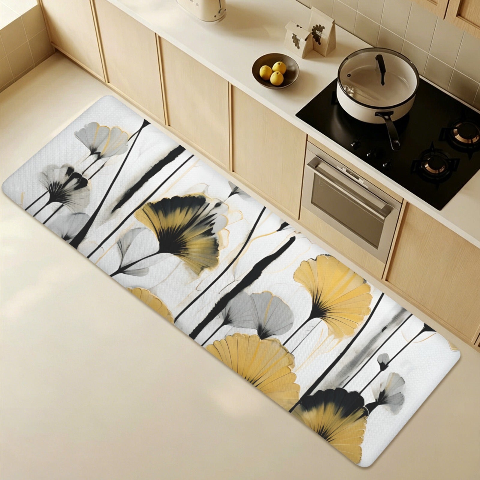 Golden Ginkg0 PVC Anti-Fatigue Kitchen Mat 71x24inch