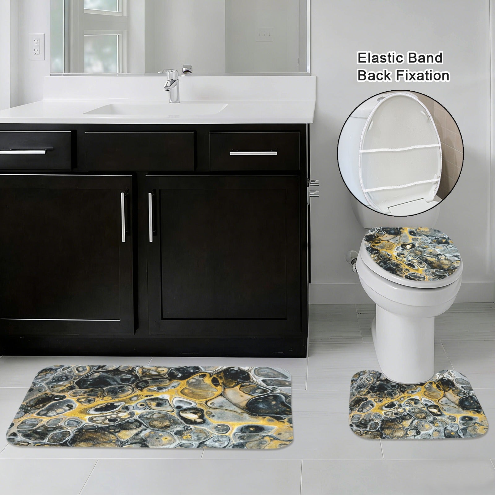 Stone Art 3-Piece Bathroom Rug Set