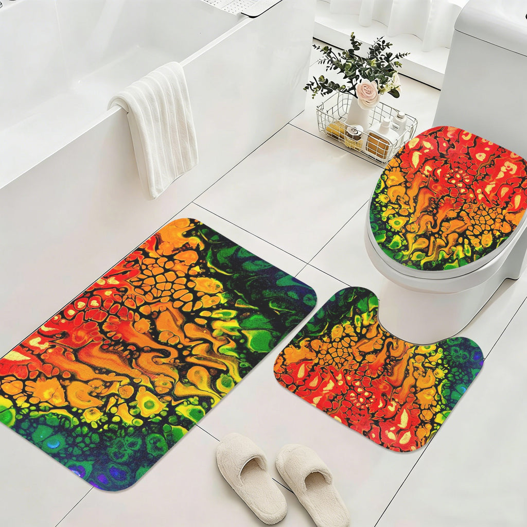 Fire 3-Piece Bathroom Rug Set